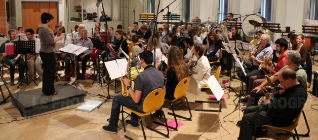 L'harmonie
de La Chazotte en répétition. Photo Marcel Rascle